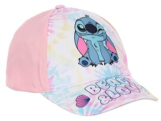 Disney Cappellino con Visiera Stitch per Bambine, Tie-Dye Rosa e Lilla, Tema Spiaggia (IT, Numero, 54, Rosa)