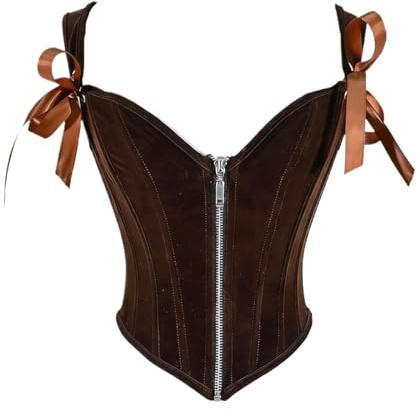 HUWOYG Damkorsett, bustier över bröstet, snörning, utan ben, formande toppar, vintageliv med dragkedja för fitnessträning