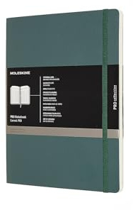 Moleskine - Pro Notebook, Professional Notebook Ideal for Office & Work - Soft Cover and Elastic Closure - Size Extra Large 19 x 25 - Colour Forest Green, 192 Pages