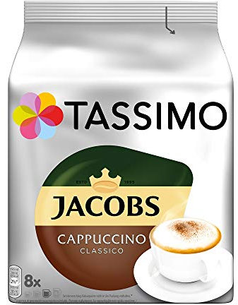BOSCH Tassimo Jacobs Cappuccino, cápsulas de café, café tostado molido, 5 x 16 T-Discs