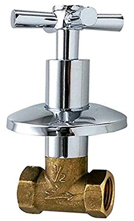 Weirun Shower Shut Off Valve,Water Flow Control Valve Straight Replacement Part Concealed with Cross Handle Shut off Valves Water Pressure Regulator,Bathroom Shower Pipe Valve 1Pcs, Chrome