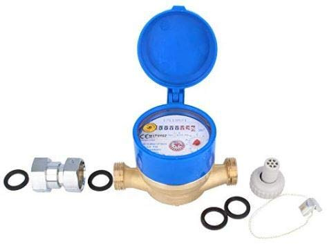ZÄHLER plattform Tap Water Meter Set Flow QN 1.5, Cold Water, Length 110 mm, Calibration 2020 3/4 Inch Connection Garden Water Clock