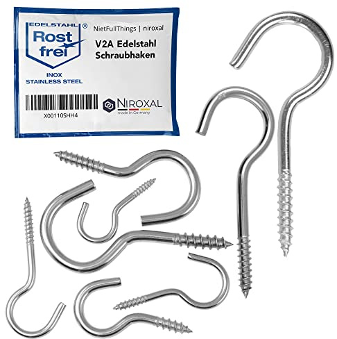 Skruvkrokar i rostfritt stål Ø2,9 mm x 40 mm – 25 st – Takkrakar, Väggkrokar och Upphängningskrokar
