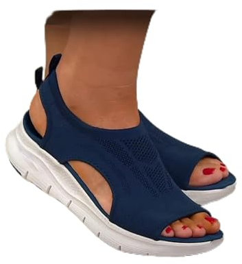Sommer waschbare Slingback Orthopädische Slide Sport Sandalen, Orthopädische Slide Sport Sandalen, Super Bequeme Sport Strick Sandalen, Mesh Weiche Sohle Casual Damenschuhe (38,Blue)