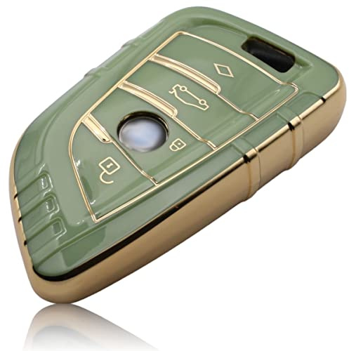 FOAMO Bilnyckelfodral kompatibelt med BMW 3-4 knappar (endast Keyless-Go) – skyddande silikonfodral, nyckelfodral i grönt