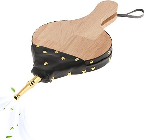 Fireplace Bellows Indoor | Wooden Bellows Indoor for Fire Pit,Stove Fireplace, Large Wood Chimney Fire Pit Air Blower Cast Nozzle, Bellows for Outdoor Camping Maodom