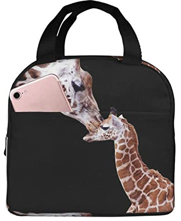 XVBCDFG Bolsa de almuerzo para madre y jirafa pequeña para oficina al aire libre, papel de aluminio portátil, aislamiento grueso y bolsa Bento para mantener