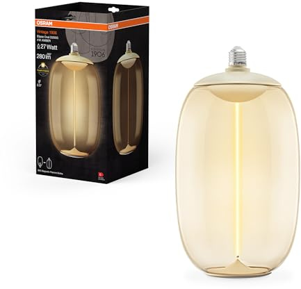 OSRAM Vintage 1906® Big Elipse, dekorativ LED-lampa med rökfärgat glas, med ny, ultratunn och magnetisk glödtråd, E27-sockel, 4 watt, mysigt varmvit (1800K), låg energiförbrukning