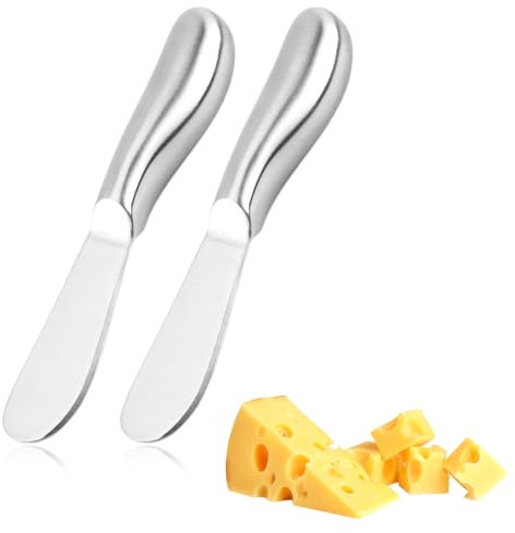 JTUYPT 2 PCS Coltello Burro Formaggio Coltelli Spalmatori di Formaggio Coltello da Burro Multifunzione in Acciaio Inossidabile con Impugnatura Ergonomica Cava per Spalmare Burro Crema