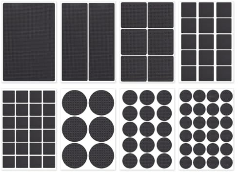 Lhbwhiz 93 Stück Anti Rutsch Pad,Selbstklebend Filzgleiter,Möbelgleiter,Rutschhemmer Klebepads,stuhlgleiter,antirutschmattefür Sofas Stuhlbeine Möbelfüße(Runde und Rechteckige,Schwarz,8 Größen)