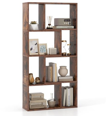 COSTWAY 8/10-Cube Geometric Bookshelf (Brown, 60 x 20 x 120 cm)