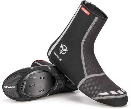GEWAGE Fahrradschuhe Überschuhe, Unisex Warmhalte Schuhüberzieher mit Reflektierenden Streifen für MTB und Rennrad