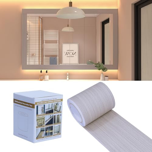 FEILAYS Adhesivo extraíble, impermeable, marco de espejo de baño, reparación de vetas de madera, autoadhesivo, para puertas, bordes, paredes, muebles, 10 cm x 10 m