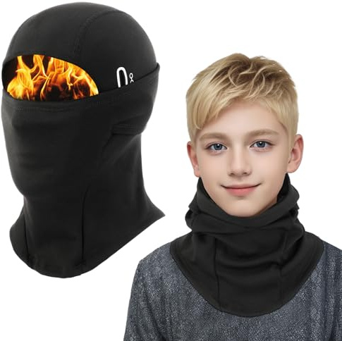 AYPOW Passamontagna Invernale in Pile Termico Bambini 4-12Anni, Multifunzione Antivento Caldo Maschera da Sci Ciclismo, Berretti Cappello con Scaldacollo, per Ragazzi Ragazze Sport all'Aria Aperta