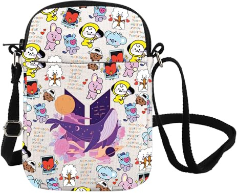 FOTAP Sac à bandoulière violet Whale K-pop Sac à bandoulière pour fan de Bangtan Sac à bandoulière inspiré du groupe K-pop Sac à bandoulière pour membres de l'armée, Purple Whale Cb UK, INCHES