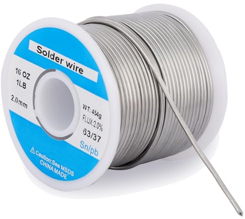 Cable de soldadura de estaño 63/37 de 2 mm, 1 libra con fundente para reparación de soldadura eléctrica