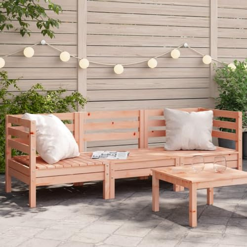 Myheimly Gartensofa 3-Sitzer Massivholz Douglasie Natürliches Douglasie 2X Eckteil Mittelteil