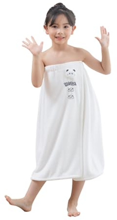TINAYAUE Peignoir Fille Serviette Enfant Serviette microfibre absorbant Robe de Bain Absorbant Pyjama Sortie de Bain Robe de Chambre pour se baigner (Blanc)