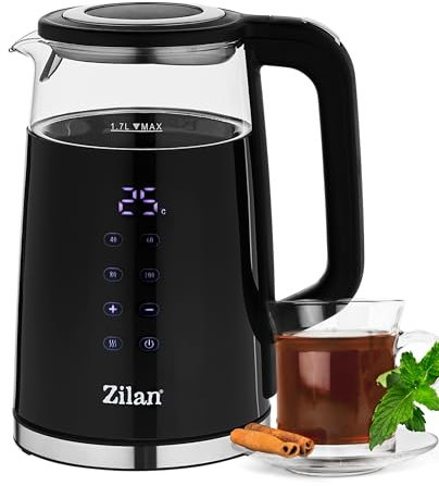 Glas Wasserkocher mit Temperatureinstellung 1,7 Liter (40°C-100°C) Teekocher Warmhaltefunktion LED Display mit Temperaturwahl 2200 Watt Wasser Kocher Water Kettle 100% BPA FREI