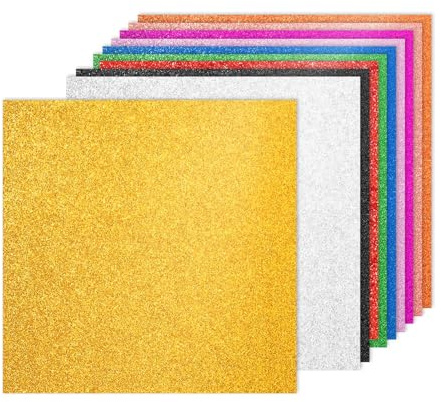 PATIKIL 10Sheets Colorful Glitter Cardstock, 12x12In Glitter Paper Card Stock Shiny Scrapbook 250gsm Sparkly Paper Large Shimmer for Crafts Scrapbook DIY Art Wedding Party