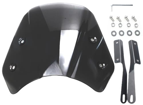 Parabrezza per moto, scooter, deflettore aerodinamico, design aerodinamico, struttura in ferro ABS, nero grigio trasparente, adatto per fari da 5-7 pollici, per uso Touring Road Trip