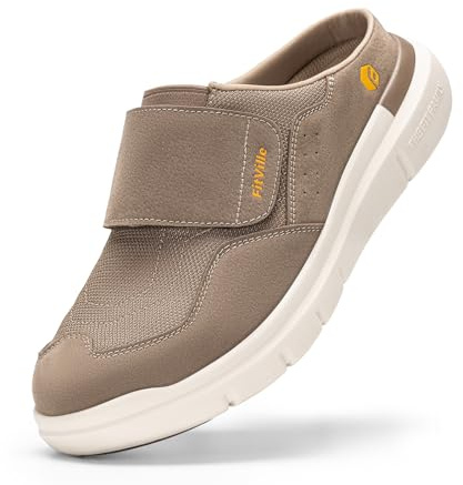 FitVille Diabetic Shoes for Men Wide Width Mens Diabetic Slippers Extra Wide Slip On Slippers for Swollen Feet Slip on shoes with Arch Support