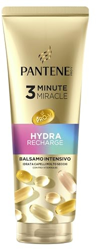 Pantene Pro-V Hydra Recharge Balsamo Intensivo 3 Minute Miracle 220ml per Capelli Molto Secchi. Formula Pro-V con Active Nutri-Plex. Nutre in Profondità, per Capelli Idratati, Lucenti in un Solo Uso