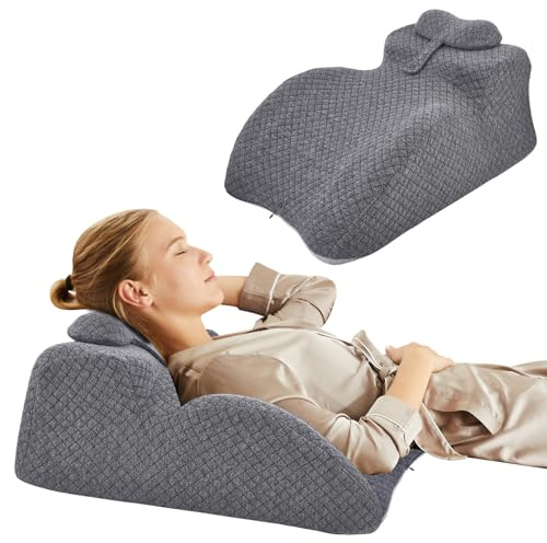 Yintrinsic Cuscino ergonomico in memory foam per letto e divano, con rivestimento lavabile, cuscino da lettura per schiena, collo, gambe, cuscino da reflusso per sedersi, dormire, leggere
