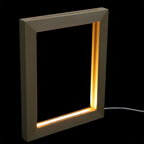 Marco de fotos de madera LED con luz LED white cálida, marco de mesa compacto, 170 x 130 mm, recargable por USB, soporte para fotos luminoso para vivienda