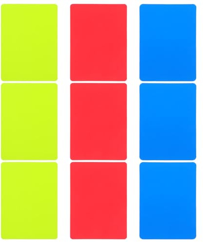 MUSISALY Lot de 9 Set de Cartes D’Arbitre en PVC Extra Épais Rouge Jaune et Bleu Jeu de Cartes de Pénalité Multicolores pour Arbitres de Football Compétition Sportive et Officiels