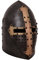 Battle-Merchant Topfhelm mit klappbarem Visier, 1,6 mm Stahl, Antikfinish Mittelalter Helm
