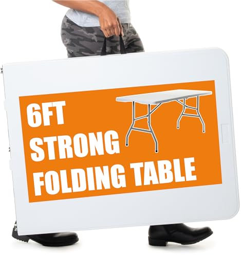 Bishop 6ft Heavy Duty Folding Table. Portable trestle table for indoor/outdoor dining, Picnic, camping, BBQ, White (Holds upto 250kg)