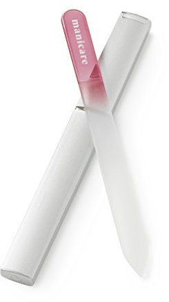 Manicare Nagelfeile aus Glas, zum Formen und Stylen von Nägeln, starke Glasfeile für Natur- und Kunstnägel, doppelseitig, inkl. Schutzhülle, perfekt für Maniküre zu Hause oder unterwegs