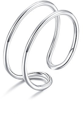 LEMON GRASS Sterling Silver Simple Band Ring Open Ring Ajustable Wide Band Line Rings