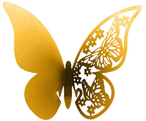 Venus valink 100pcs Corte Láser Mariposa Nombre Tarjeta de Lugar, Número Mesa para Boda Champán Copa de Vino Fiesta Número Mesa Decoración, Compromiso Detalle Fiestas - Oro