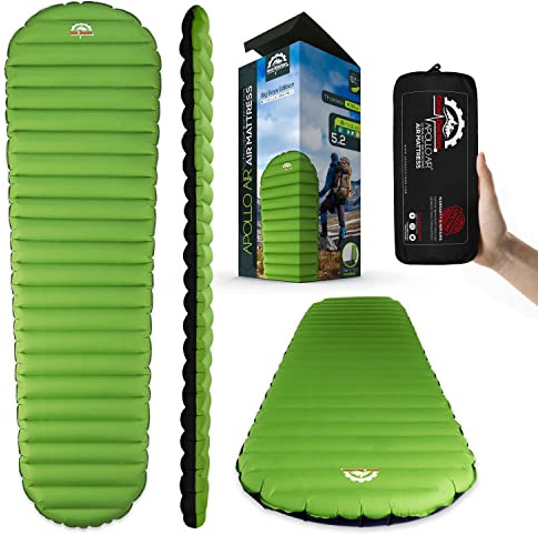 Gear Doctors ApolloAir Matelas de Couchage ultraléger 481,9 g pour Camping – Grand, Chaud 5,2 R-Value 4 Saisons, Parfait pour la randonnée, Matelas de Couchage léger Gonflable et Compact