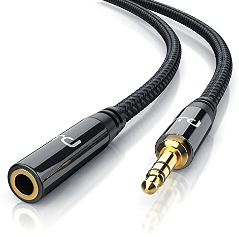 CSL - AUX Klinkenkabel Verlängerungskabel 1,5m mit Nylonmantel - Klinke auf Buchse 3,5 mm - Audiokabel - kompatibel mit Apple iPhones, iPads, Smartphones, Tablet PCs, Stereoanlage, Autoradio uvm.
