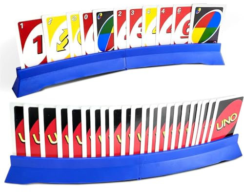 2 Piezas Soporte Para Juego de Cartas, Plegable Plastic Poker Rack Juego de Cartas Titular, Soporte de Juego de Tarjetas Soporte de Cartas Elegante, 38 × 3 cm, Diseño Curvado, Artefact de Naipe, Azul