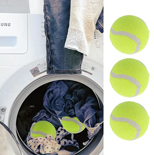 Lot de 3 balles de séchage - Diamètre : 6 cm - En feutre de polyester jaune - Pour sèche-linge - Économie d'énergie