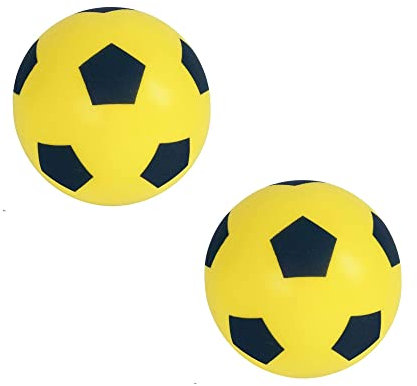 HTI Fun Sport Schaumstoff-Fußbälle | Weiche, sichere Schaumstoffbälle für Indoor & Outdoor | Langlebig, leicht & ideal für Kinder & Erwachsene | Spaß für alle Altersgruppen | 19,4 cm (2 Pack gelb)