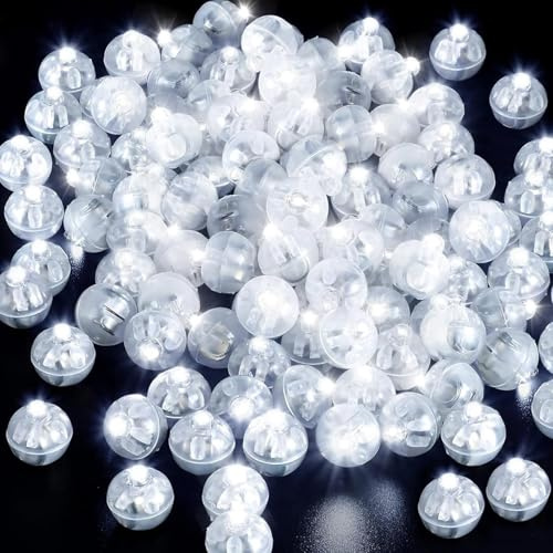 Mini LED Palloncini Luci, 50 Pezzi Rotondo Lampada a Palloncino, Mini Lampada a LED Lanterne Carta, Palloncini Luminosi Led per Matrimonio Compleanno Halloween Festa di Capodanno Decorazione (Bianco)