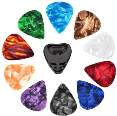 20 Stk Plektron Gitarre - 0.46MM Mehrfarbige Gitarrenplektren | Bunte Gitarrenplektren Mit Plektrenhalter | Für Akustik Gitarre, Gitarre, Ukulele, Klassische Gitarre, E-gitarre, Zubehör Für Gitarre