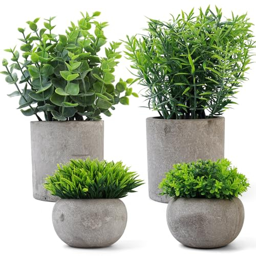 4 Piezas Plantas Artificiales Decorativas Pequeñas, Planta Artificial de Plástico de Serpiente Suculentas, Macetas Artificiales Decoracion para Decoración Baño Hogar Cocina Dormitorio Oficina Casa