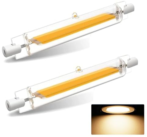 ZJZG Bombilla R7S LED 118mm Regulables, LED R7S 118mm 20W COB Equivalente 200w Lámpara Halógena, Blanco Cálido 3000K, 2000LM, iluminación de haz de 360 ​​°, Bajo Consumo, 2 Pack