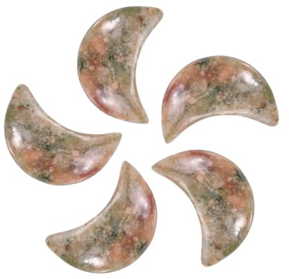 QUARKZMAN 5 Pcs Piedra La Moon Cristal Preocupación Longitud De 0.5 Pulgada Unakite Natural Al Por Mayor Piedras Talladas Para Bolsillo Decoración De Colgante Para Meditación Y.