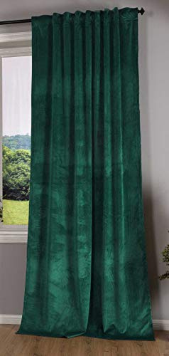 Tenda Oscurante Milano in Velluto Oscurante, con Passanti e Passanti, con Nastro accorciabile, 100% Poliestere, Verde, 1 Pezzo (Altezza x Larghezza) 235 x 135 cm