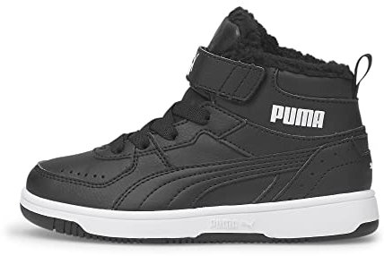 PUMA Rebound Joy Fur PS Sneaker, Black White, 30 EU