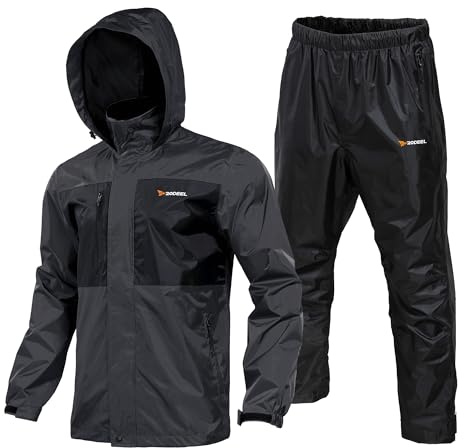 Rodeel Waterproof Fishing Rain Suit for Men (Rain gear Jacket & Trouser Suit)
