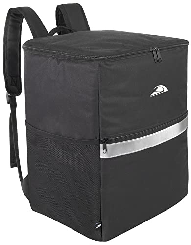 Trail maker, Insulated Food Delivery Backpack with Cup Holder, Pocket, Grocery Reflectors, Dashers, Black, L, Rucksack Backpacks