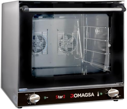 MBH - Forno professionale STAR2 con doppio ventilatore per 4 vassoi 440x315 mm. Forno compatto per ospitalità, panetteria e pasticceria con interni smaltati (595 x 560 x 575 mm)